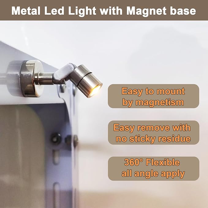 Metal Miniature LED Lights,Tiny Spot Light with Magnet Base,Battery Operated LED Lights,Wireless Miniature Spot Light for Artwork Painting,Jewelry Showcase,DIY Hand Craft (Blue)