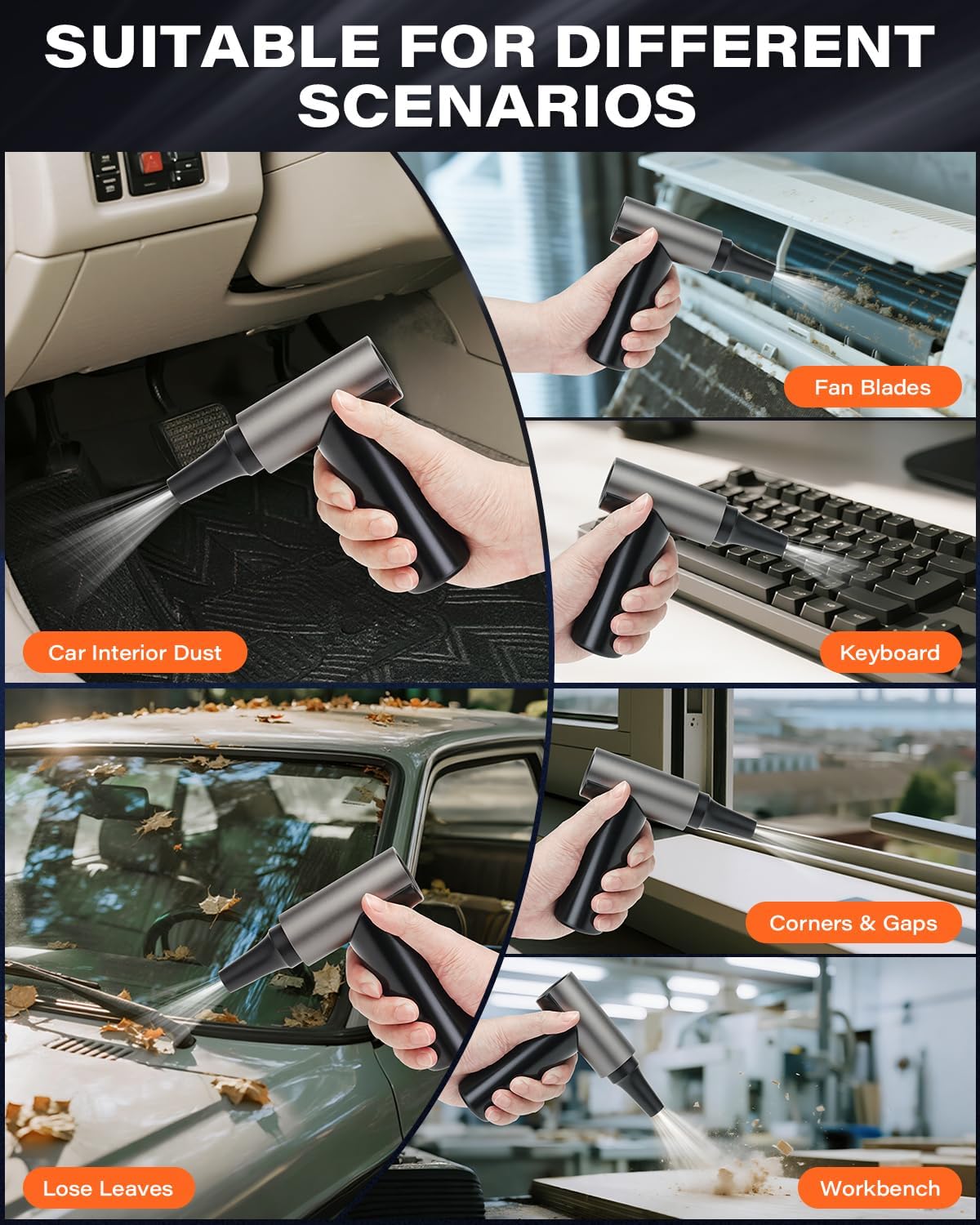 APPS2Car Electric Air Duster Upgraded 11-Speed Fast Charging Mini Compressed Air Duster with Aluminum Alloy Head for Heat Dissipation, Cordless Turbo Blower for Computer, Keyboard, Car, Home, Outdoor