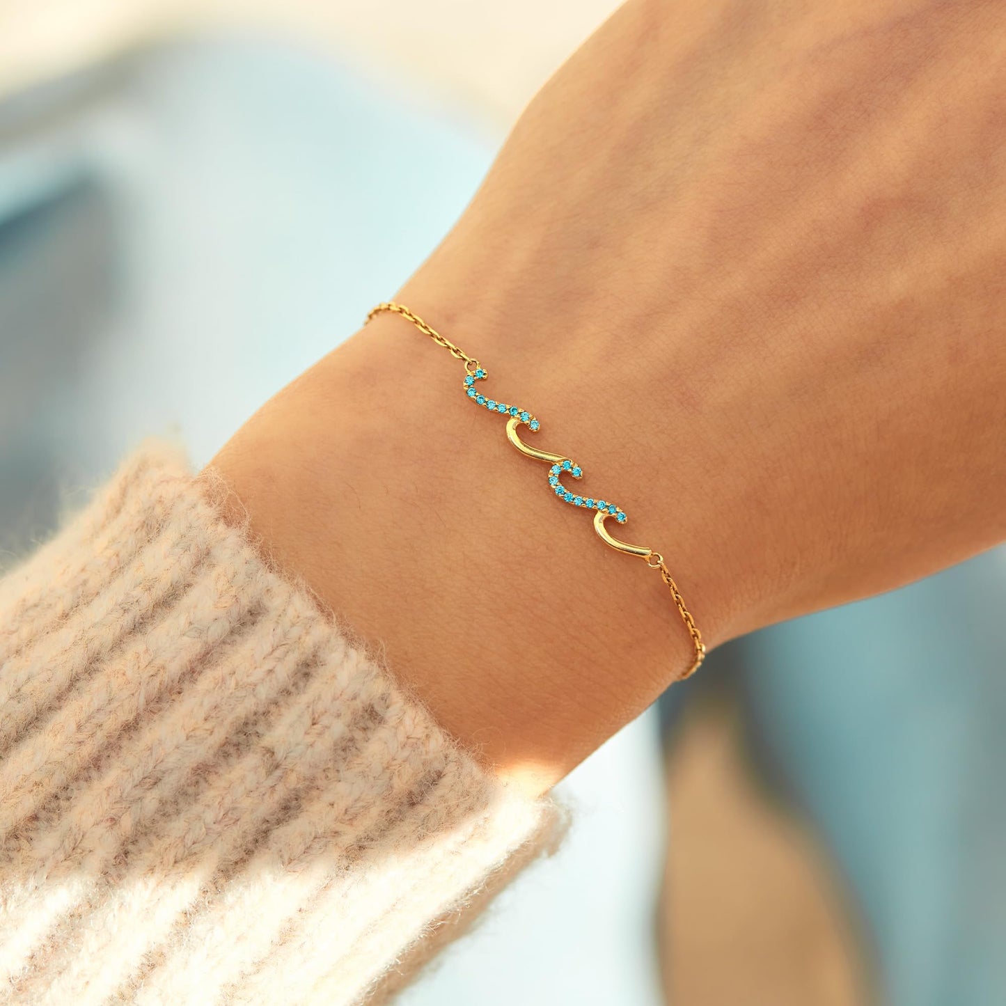 STORYJEWELLERY Mom Bracelet, Mom Gifts, Mom Jewelry, Birthday Gifts for Moms, Wave Bracelet for Women