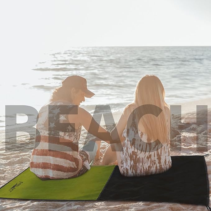 Frelaxy Pocket Picnic Blanket, Waterproof Beach Blanket, Compact Camping Blanket, Lightweight Outdoor Blanket for Beach Festival Camp Picnic Hiking Travel, 35'' x 57'', Army Green