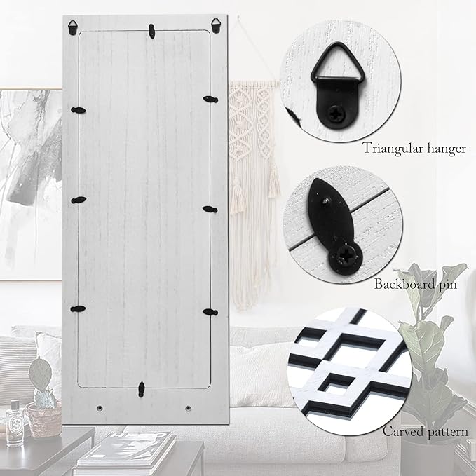 Wood Wall Sconce Candle Holder Set 2, Rustic Candle Sconces, Farmhouse Hanging Wall Décor, Carved Wood Frame, Mirrored Wall Accent