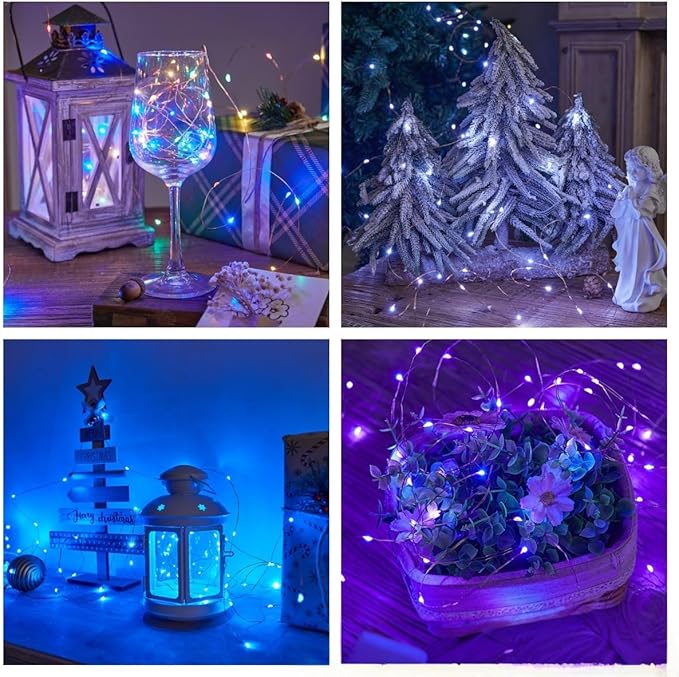 LED Fairy Lights Battery Operated String Lights Waterproof Silver Wire Firefly Lights for DIY Crafts Wedding Indoor Outdoor Christmas Patio Garden Decoration (Multicolor, 33FT-100LEDS)