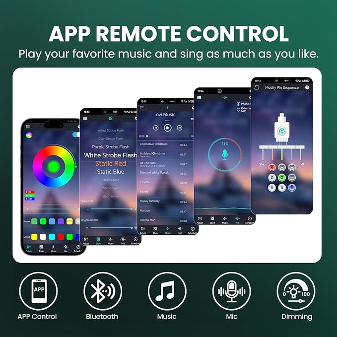 RGB Outdoor Ground Lights 50 FT, Permanent Outdoor Lights for House, Bluetooth Music Sync, IP67 Waterproof, Timer, Remote & App Control for Eaves,Landscape and Pathway Lights.