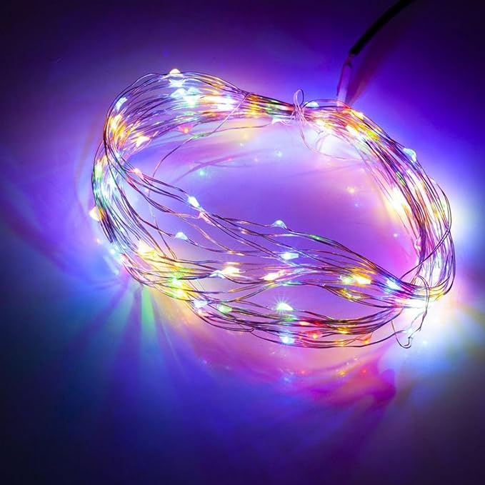 ZGWJ 50 Pack Fairy Lights Battery Operated, 7ft 20 Mini LED Fairy String Lights Silver Wire 3 Modes for DIY, Parties, Wedding, Bedroom, Halloween Christmas Decoration Multicolor
