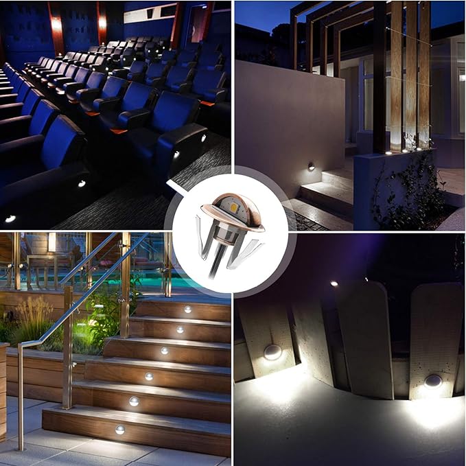 LED Stair Light Low Voltage Waterproof IP65 Outdoor 1-2/5" Recessed Wood LED Deck Lighting Yard Garden Patio Step Landscape Pathway Decor Lamp (10pcs, Cold White)