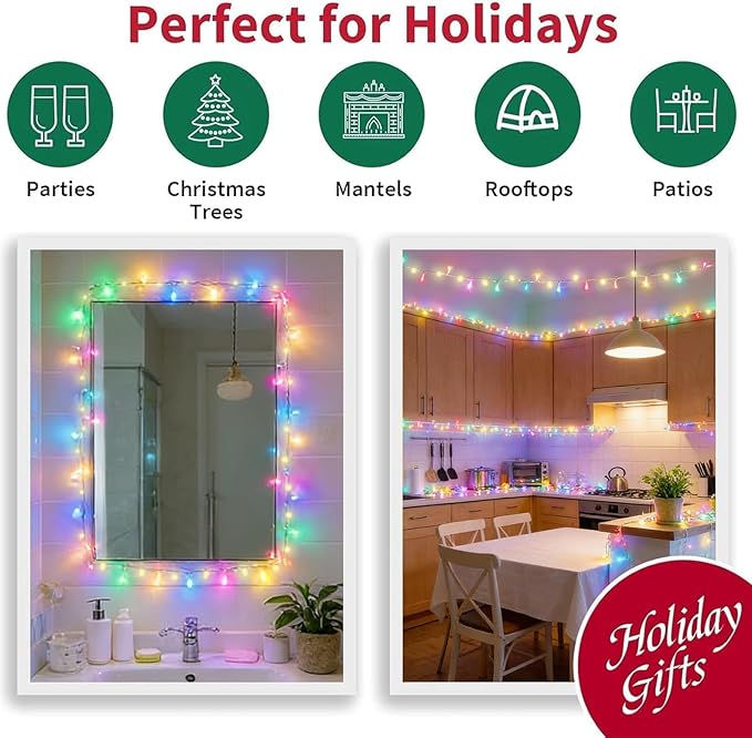 LAMPHOME 33ft 100 LED Easter String Lights Plug in, Pastel Twinkle Fairy Lights with 16 Modes, Warm & Multicolor Colored Easter Outdoor Indoor Decorations for Spring Xmas Wedding Party