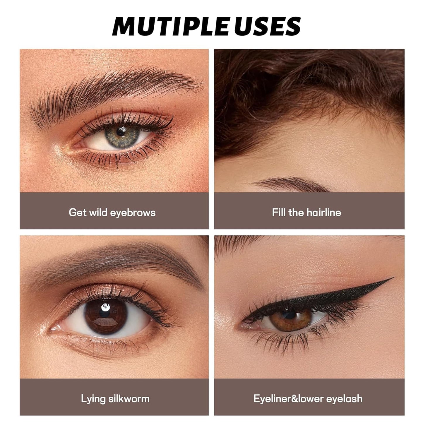 2 Pack Eyebrow Pen, Waterproof Microblading Eyebrow Pencil, 4 Tip Precise Eye Brow Makeup Pen for Women to Effortlessly Create Hair Like Natural Brows, Non Dry Out and Last All Day (Natural Brown)