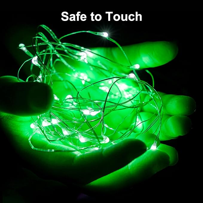 ZGWJ Fairy Lights Battery Operated, 12 Pack Green Twinkle String Lights 20 LED 7FT Mason Jar Lights Waterproof for Bedroom, Easter Decor, Halloween, Christmas, Party Indoor and Outdoor Decoration