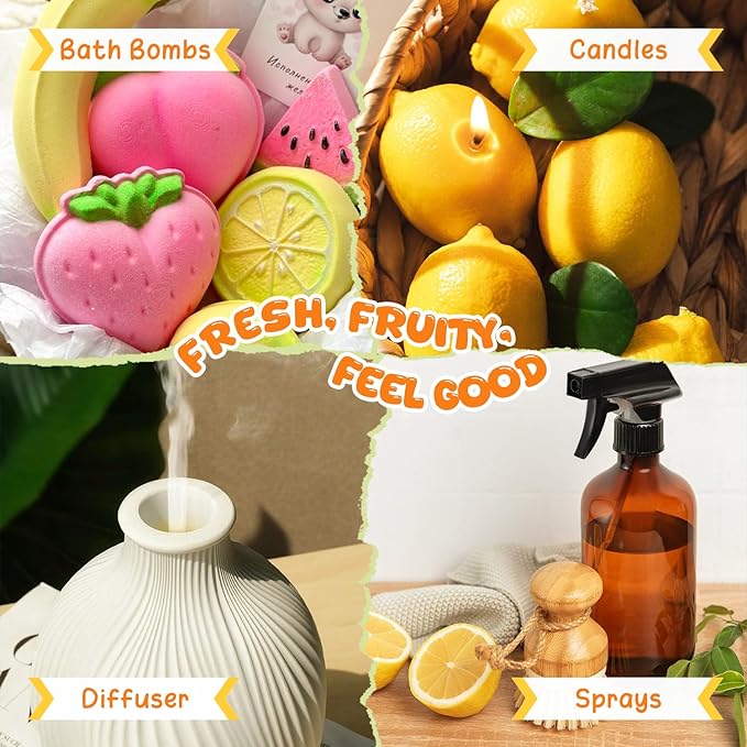 SALKING Fruity Fragrance Essential Oils Set, Essential Oil Gift Set Scented Oils for Diffuser Candle Making - Pineapple,Guava, Raspberry, Green Apple, Orange, Cherry
