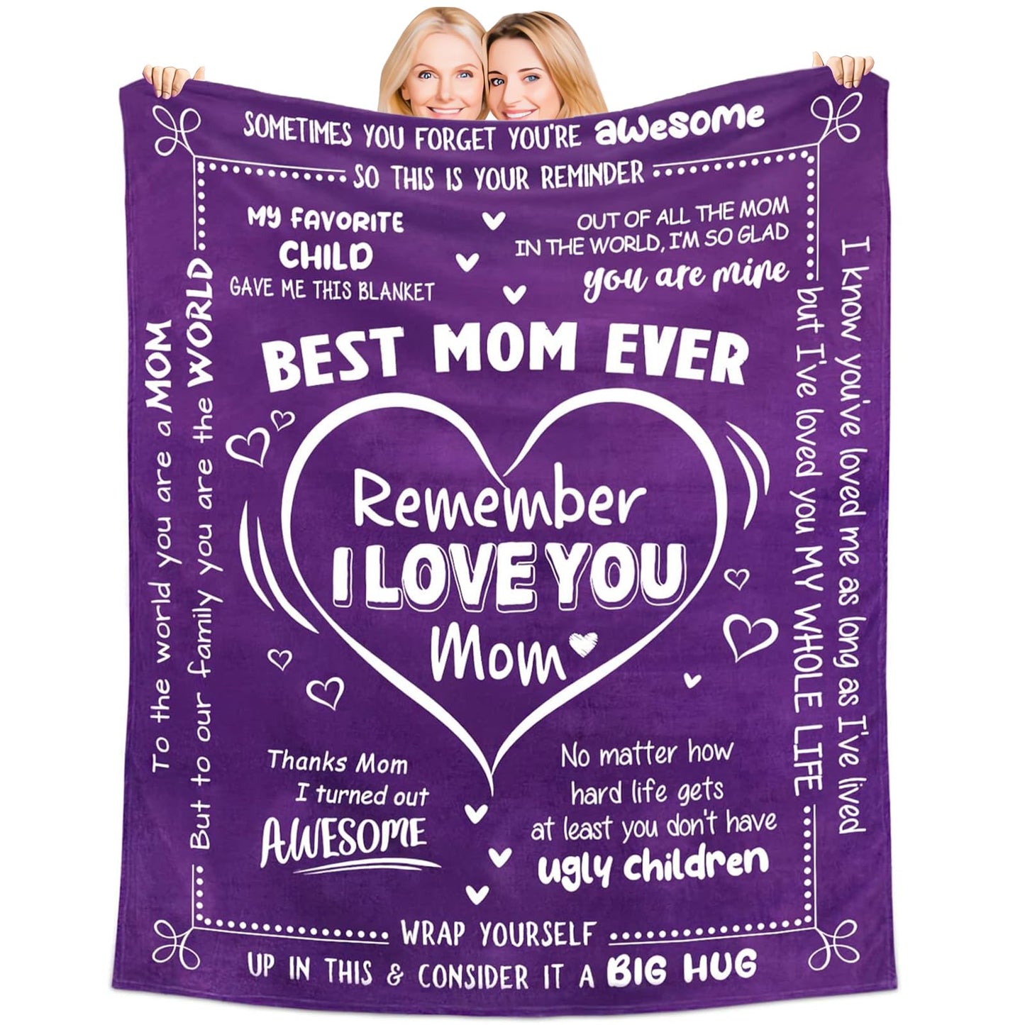 Christmas Gifts for Mom, Thanksgiving Birthday Mothers Day Basket for Mom from Daughter Son, Relaxing Spa Gifts Set with Luxury Flannel Purple Blanket, Great Birthday Mother's Day Ideas for Women