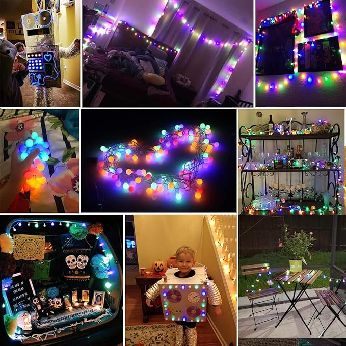 ALOVECO LED String Lights 18ft 50 LEDs Battery Operated String Lights with Remote 8 Modes Waterproof Globe Starry Fairy Lights for Outdoor Indoor Bedroom Garden Party Christmas Tree (Multicolor)