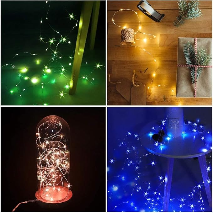 24 Colors Changing Fairy String Lights USB Powered with Remote Control, 33ft 100 RGB LED Bright Silver Wire Firefly Lights for Christmas Tree Wedding Party Indoor Garden Patio Holiday Outdoor Décor