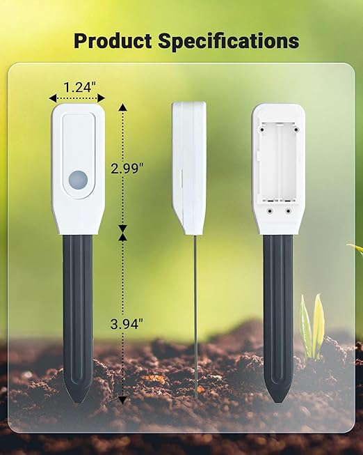Smart WiFi Soil Moisture Meter for Plants, 2-in-1 Sensor with App Alerts | Monitor Moisture & Temperature Remotely, Real-Time Data for Indoor/Outdoor Gardening, Houseplants Care