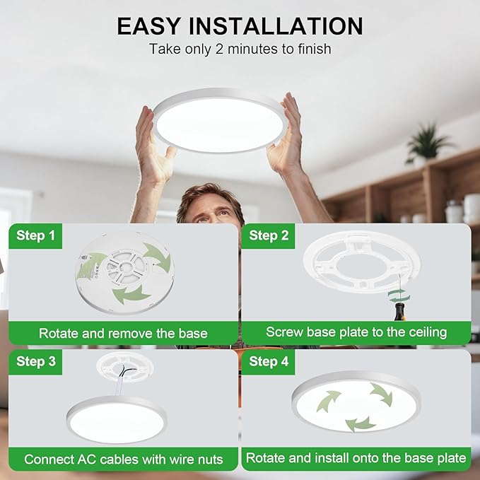 LED Flush Mount Ceiling Light: 12 inch 1Pack Super Slim Dimmable & 5CCT (2700-6500K) Kitchen Lighting Fixtures Ceiling - 24W Silver Low Profile Ceiling Lamp for Bedroom Garage Hallway