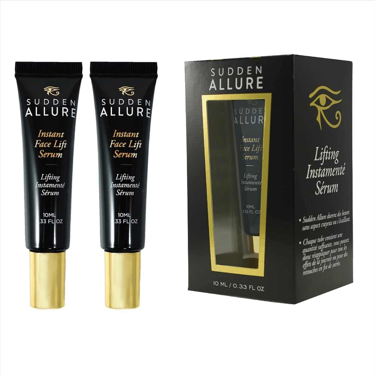 Sudden Allure Instant Face Lift Serum â Erase Under Eye Bags & Wrinkles in 60 Seconds - Firming Face & Eye Serum Cream - Instantly Tighten & Reduce Eye Bags & Crows Feet | Made in USA (10 ml, 2 Pack)