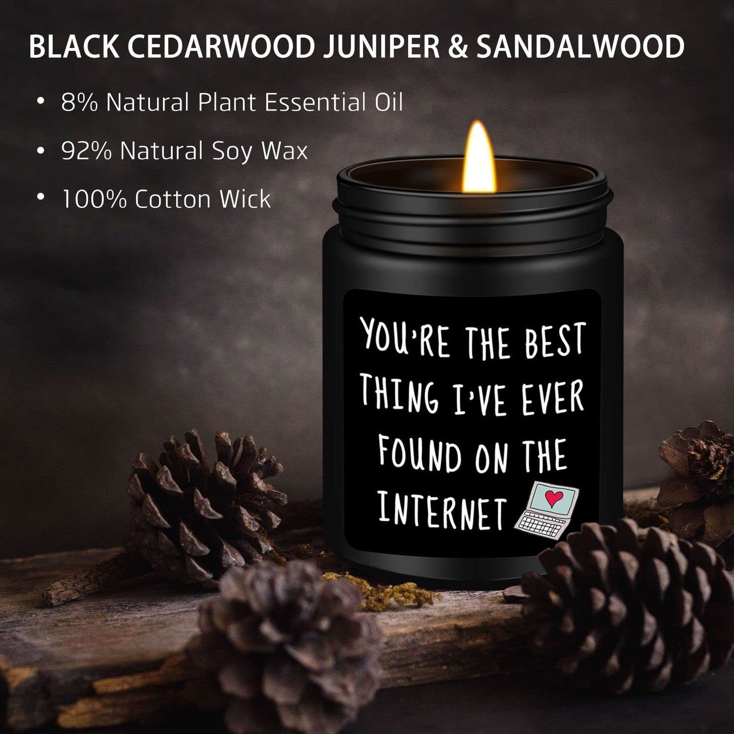 Anniversary Birthday Gifts for Men, Gifts for Boyfriend, Funny Romantic Wedding Gift for Men, Him, Boyfriend, Husband, Best Friends, Lover, Black Cedar Juniper Sandalwood Candle
