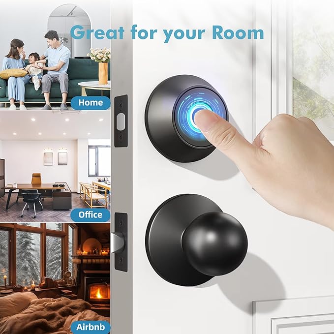 Fingerprint Keyless Entry Door Lock,Smart Deadbolt Locks with App Countrol,Biometric Door Lock with 2 Keys,10 Months Battery,Auto-Lock,One-Touch Lock,Easy Install,Deadbolt Alternative,IP66 Waterproof