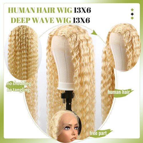 Valiilo 13x6 Lace Front Wigs Human Hair Deep Wave 613 Blonde Lace Front Wig Human Hair Pre Plucked Glueless Wig for Women 22 Inch