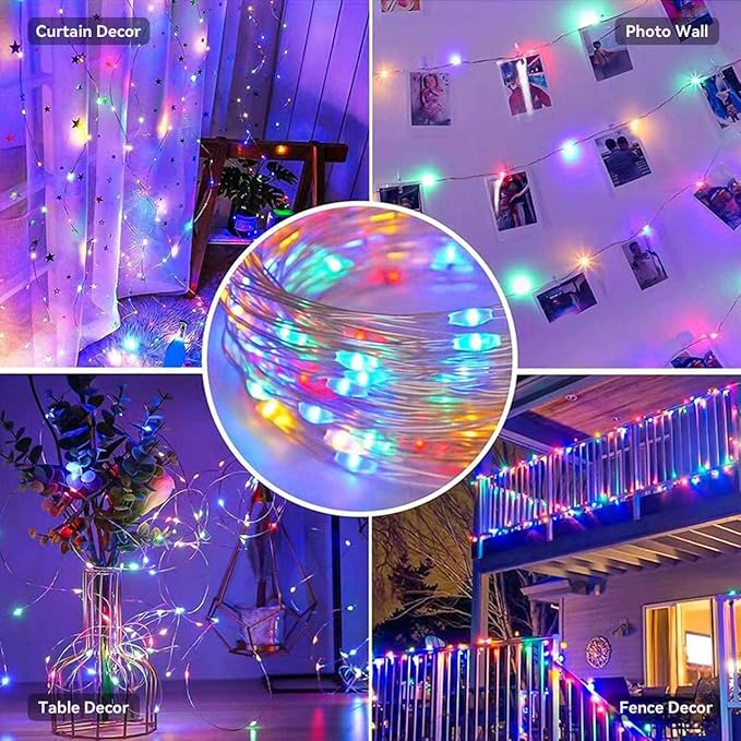 Fairy String Lights with Timer 33Ft 2pc 100 LED Battery Operated Fairy Lights Outdoor Waterproof for Wedding Home Parties Christmas Holiday Decoration
