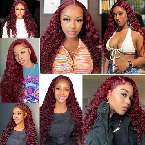 Giginger Brazilian Human Hair Bundles Burgundy 99J Deep Wave Human Hair Bundles 20 22 24 inch Wine Red Unprocessed Virgin Quick Weave Hair for Black Women