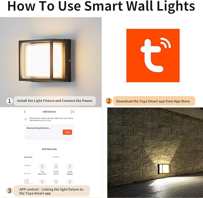 LANFU LED Smart Wall Sconce Light RGB Outside Light for House Patio,IP64 Waterproof Outdoor Wall Lights for House Patio Yards,Exterior Lights APP Control