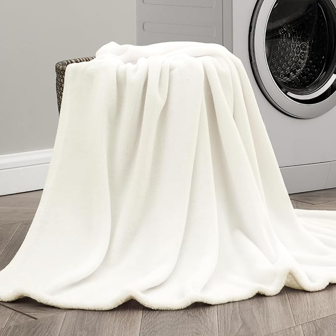 BEDELITE Fleece Blankets Queen Size Cream Throw Blankets for Bed, Luxury Plush Cozy Fuzzy Blanket 90x90 inches, Super Soft Warm Lightweight Throw Blanket All Seasons Suitable