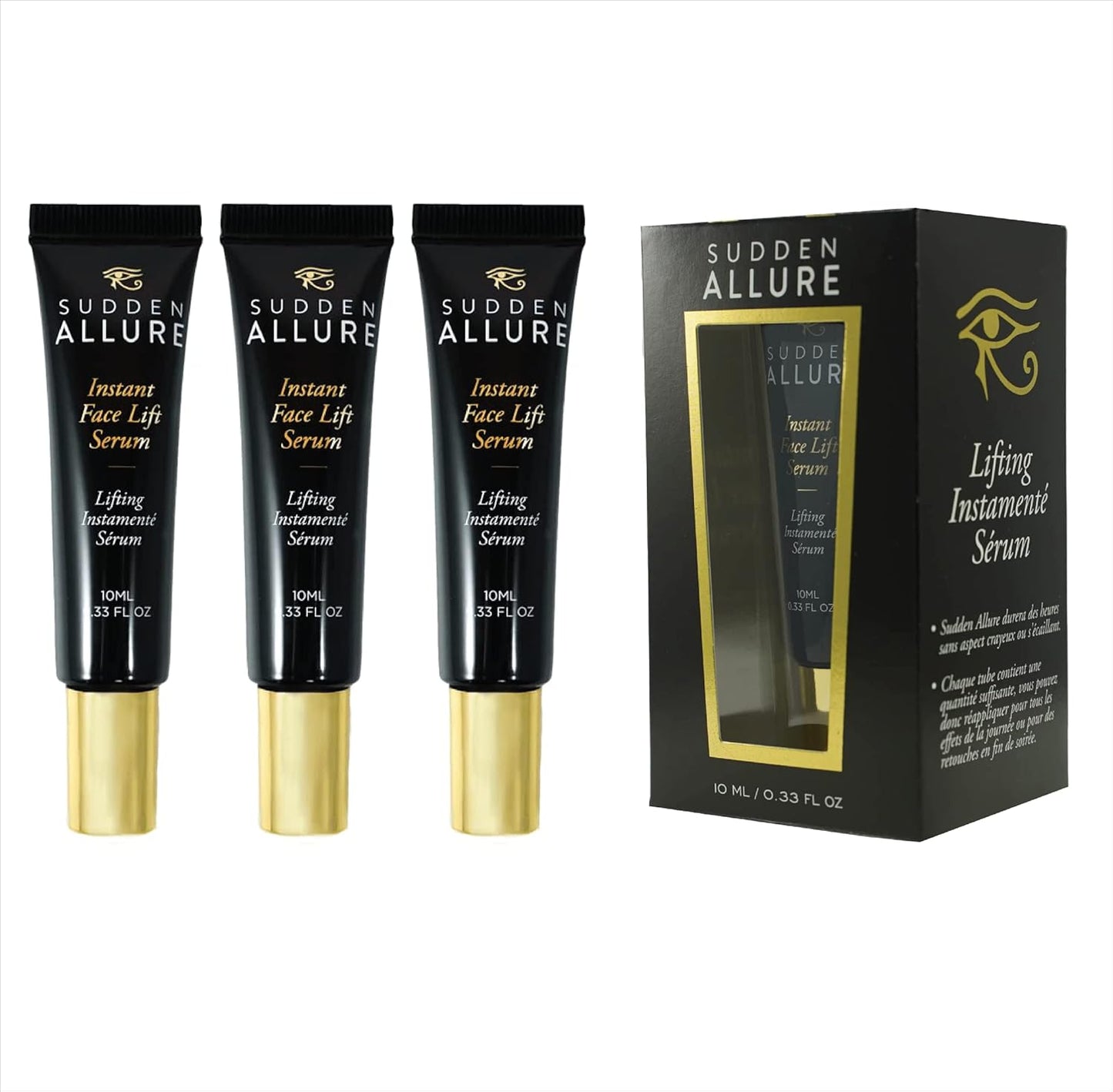 Sudden Allure Instant Face Lift Serum â Erase Under Eye Bags & Wrinkles in 60 Seconds - Firming Face & Eye Serum Cream - Instantly Tighten & Reduce Eye Bags & Crows Feet | Made in USA (10 ml, 3 Pack)