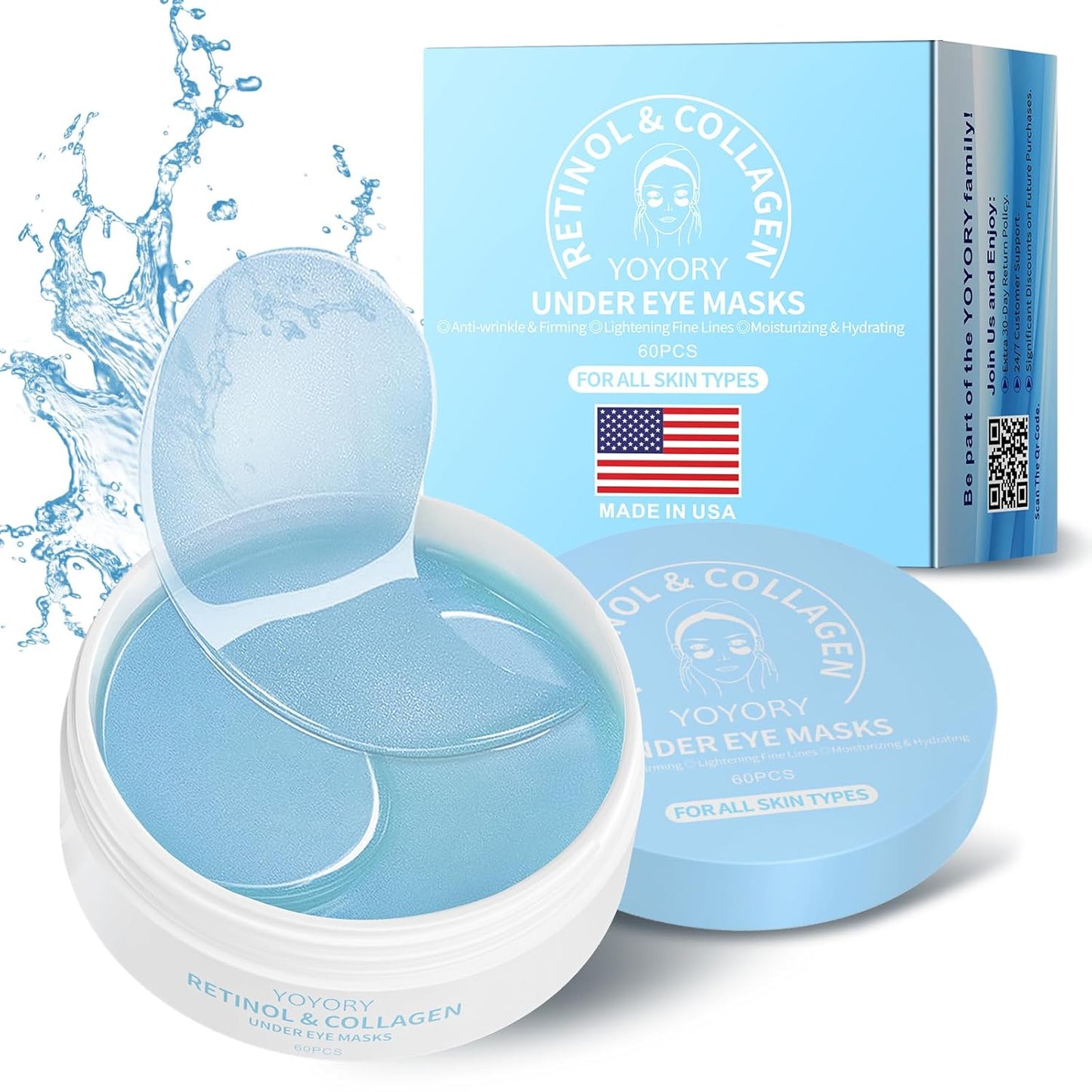 Under Eye Patches Masks - for Dark Circles, Puffy Eyes, Fine Lines, Wrinkles, Eye Bags Treatment with Collagen and Hyaluronic Acid, Moisturizing and Hydrating (60 Pcs)â¦