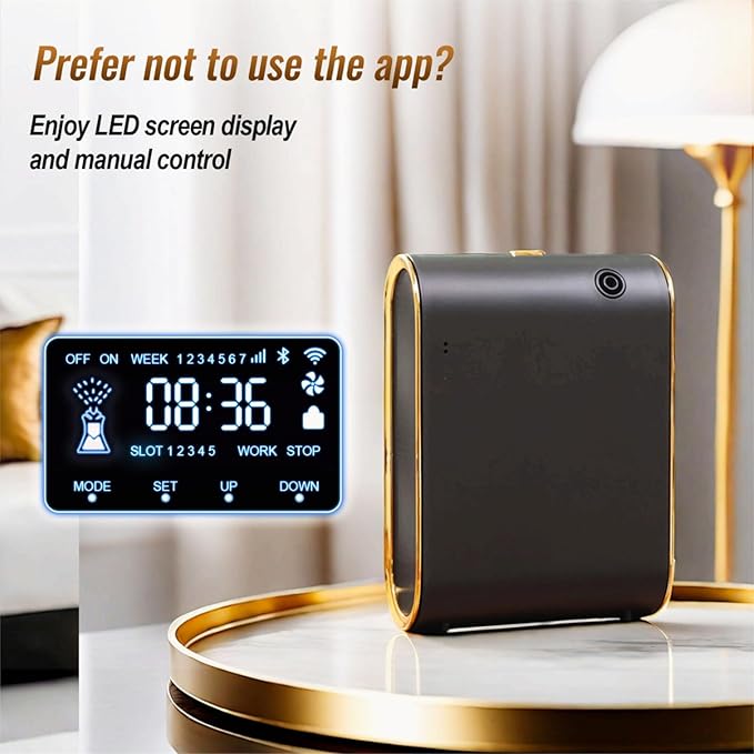 Smart Scent Air Machine for Home, Bluetooth Waterless Essential Oil Diffuser with Cold Air Tech 350ML, 1500 sq. ft Coverage Scent Diffuser for Large Room, Office, Spa, Black