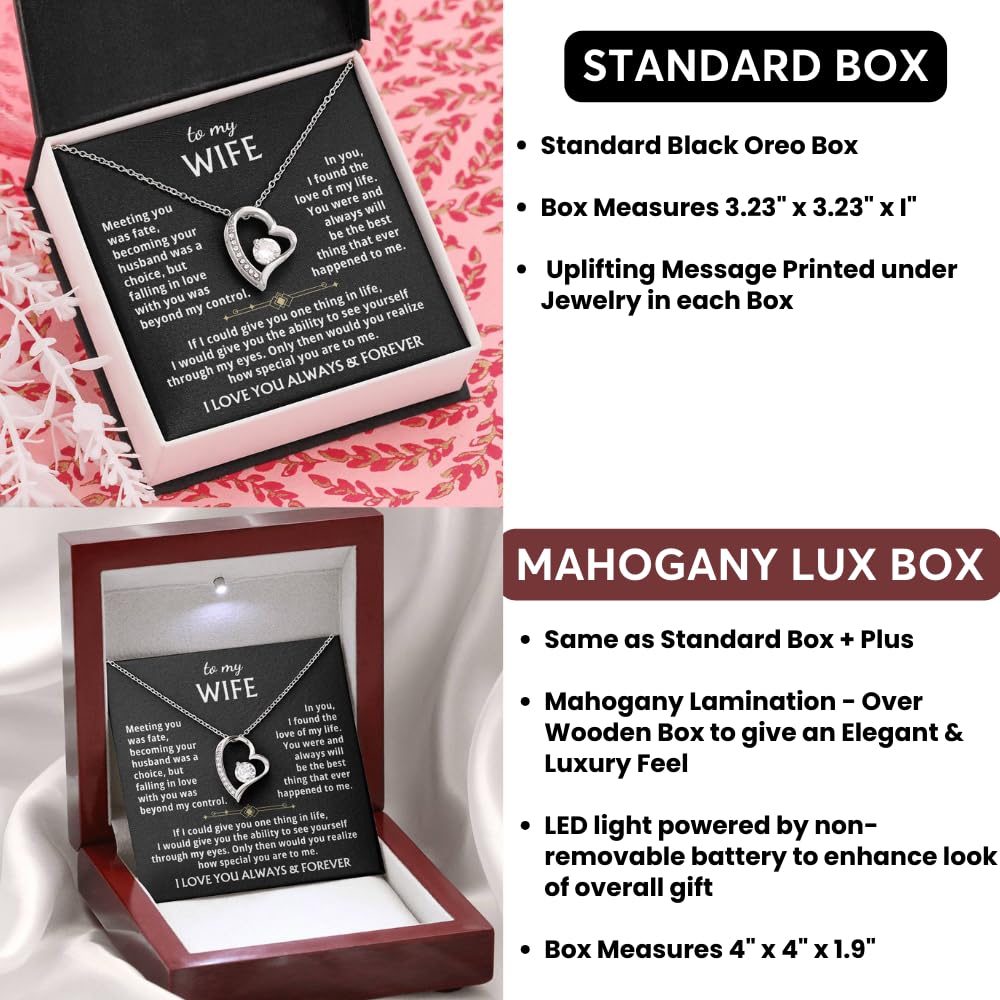 Momavo Jewelry To My Wife - the best thing that ever happened to me ,Forever Love Necklace , Gift For Wife, Gift for her, Romantic Gifts , Soulmate , Christmas Birthday Gift, Valentine Gift (Luxury Box w/ LED LIGHT, BEST THING - BLACK BG - 14k White Gold