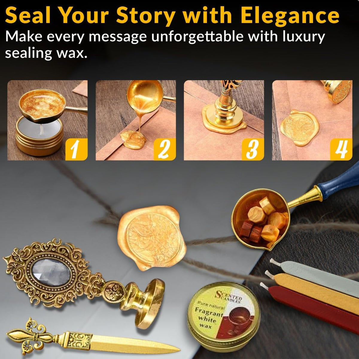 CASA BRAVA Vintage Calligraphy Set with Pen Nibs, Quill Feather Pen and Ink Set, Calligraphy Kit with Dip Pen Nibs and Wax Seal Stamp Kit, Ornate Holders, Gift Box