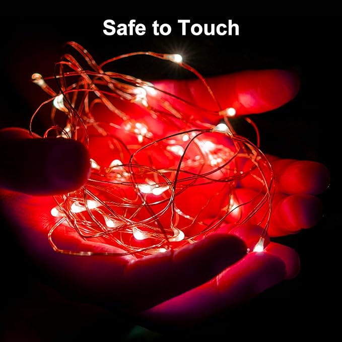 ZGWJ Fairy Lights Battery Operated, 24 Pack Red Mini String Lights 20 LED 7FT Mason Jar Lights 3 Lighting Mode for Bedroom, Halloween, Christmas, Party Indoor and Outdoor Decoration