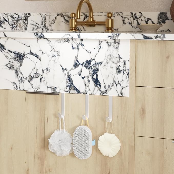 5 Pack Over The Door Hooks(L=4.7"), Over Door Hanger, Heavy Duty No Drill Hanger for Towels, Coats, Hats, Bags in Bathroom, Bedroom, Kitchen, Living Room-White