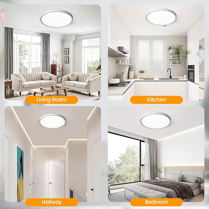 TALOYA Ceiling Light,4 Pack,10 Inch,20W,5 Color Selectable White Flush Mount Ceiling Light for Bedroom,Kitchen,Living Room,Hallway,Laundry