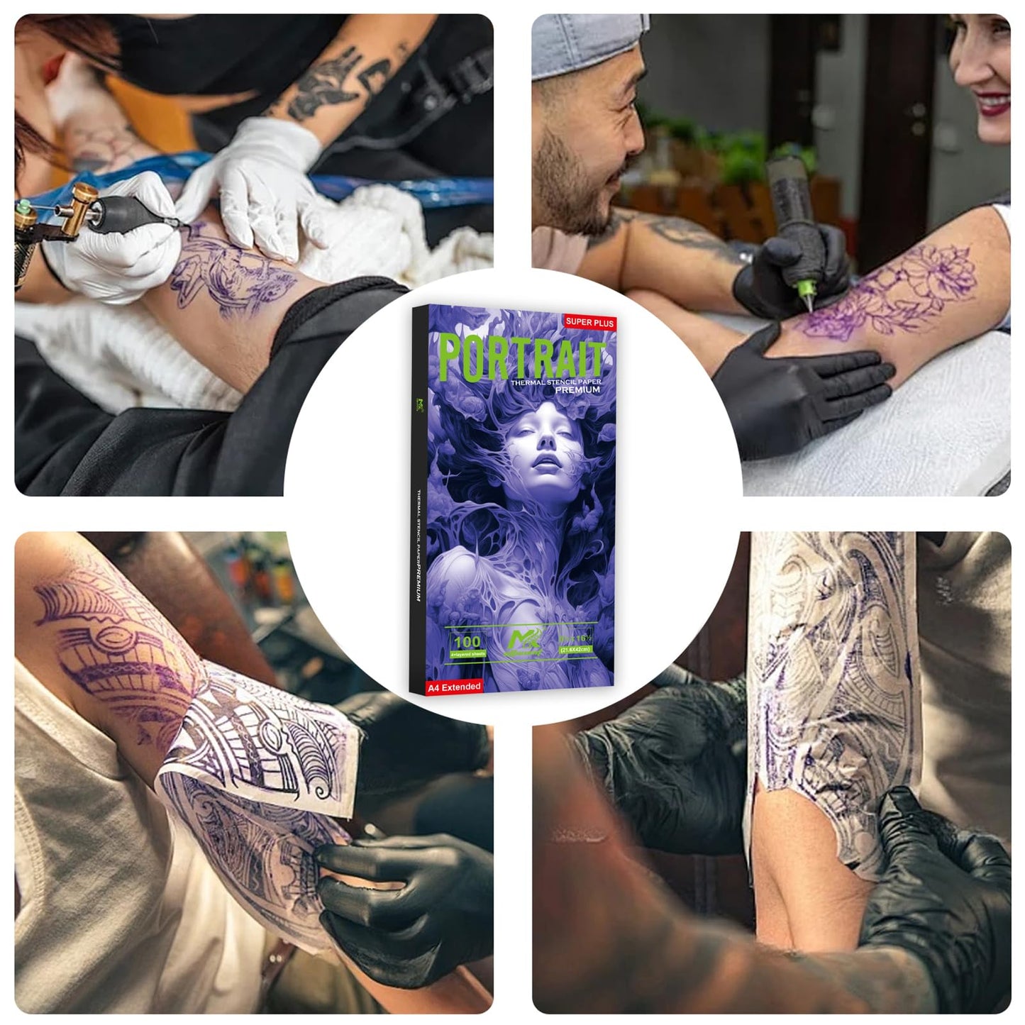 Tattoo Transfer Paper,100 Sheets Premium Tattoo Stencil Paper for Tattooing,4 Layers 8.5" X 16.5"""