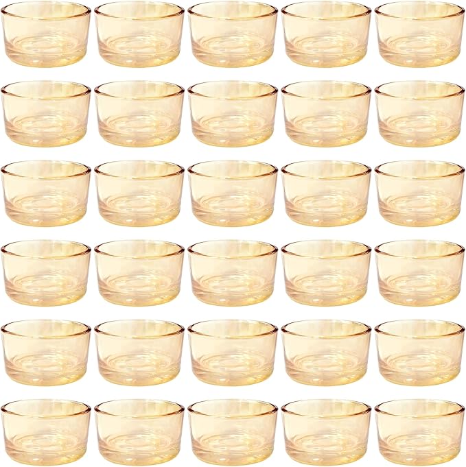 GOLDEAL 30 Pcs Gold Glass Small Tealight Candle Holders-Tea Candle Holders Bulk - Perfect for Weddings, Parties, Dinners - Ideal for 1.5" Standard Tealights and Candle Moulds…