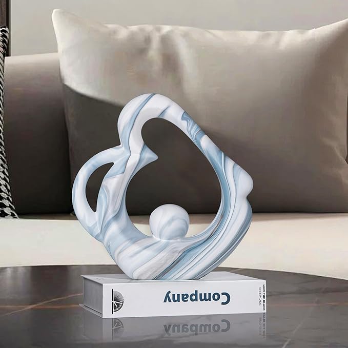 Sculptures Home Decor Ceramic Statue, Blue Sculpture Living Room Table Decor, Shelves Decor Dining Room Table Centerpieces, Abstract Art Coffee Table Decoration, Heart Decor