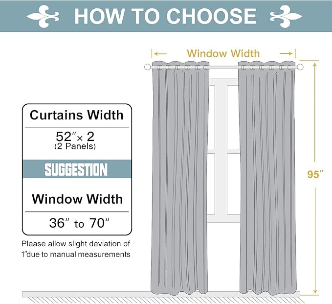 ChrisDowa 100% Blackout Curtains for Bedroom with Black Liner, 2 Thick Layers Total Blackout Thermal Insulated Grommet Long Window Curtains 2 Panels Set (Royal Purple, 52 x 95 Inch)
