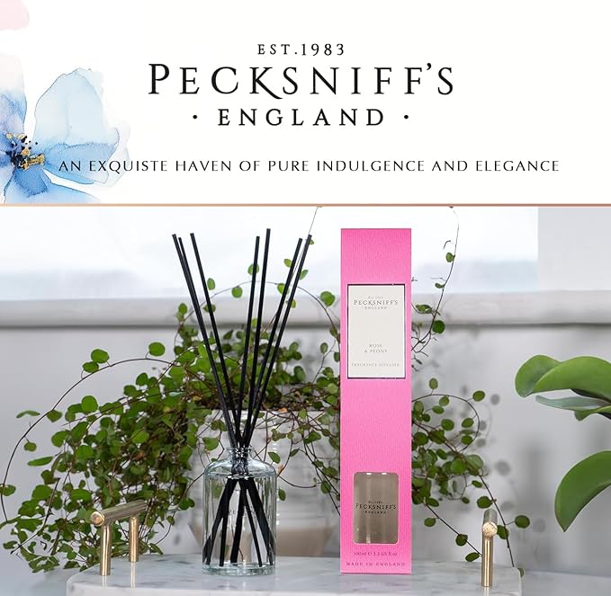 Pecksniff's Rose & Peony Reed Diffuser, 100 ml/3.38 Fl Oz