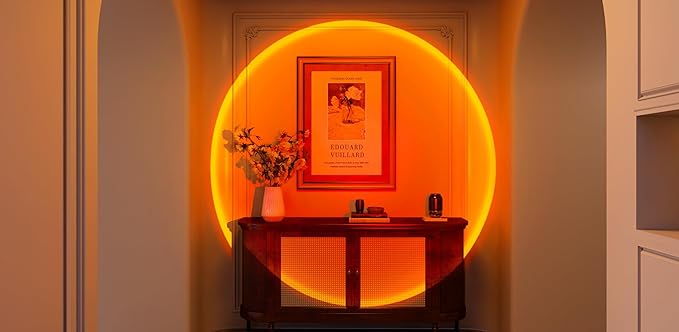 QUIGO Sunset Lamp Projector Led Lights for Bedroom Night Light RGB Lights Sun Sunlight Sunrise Lamp 10w 360 Rotation Rainbow Projection Room Decor Home Decor Christmas Gifts for Women