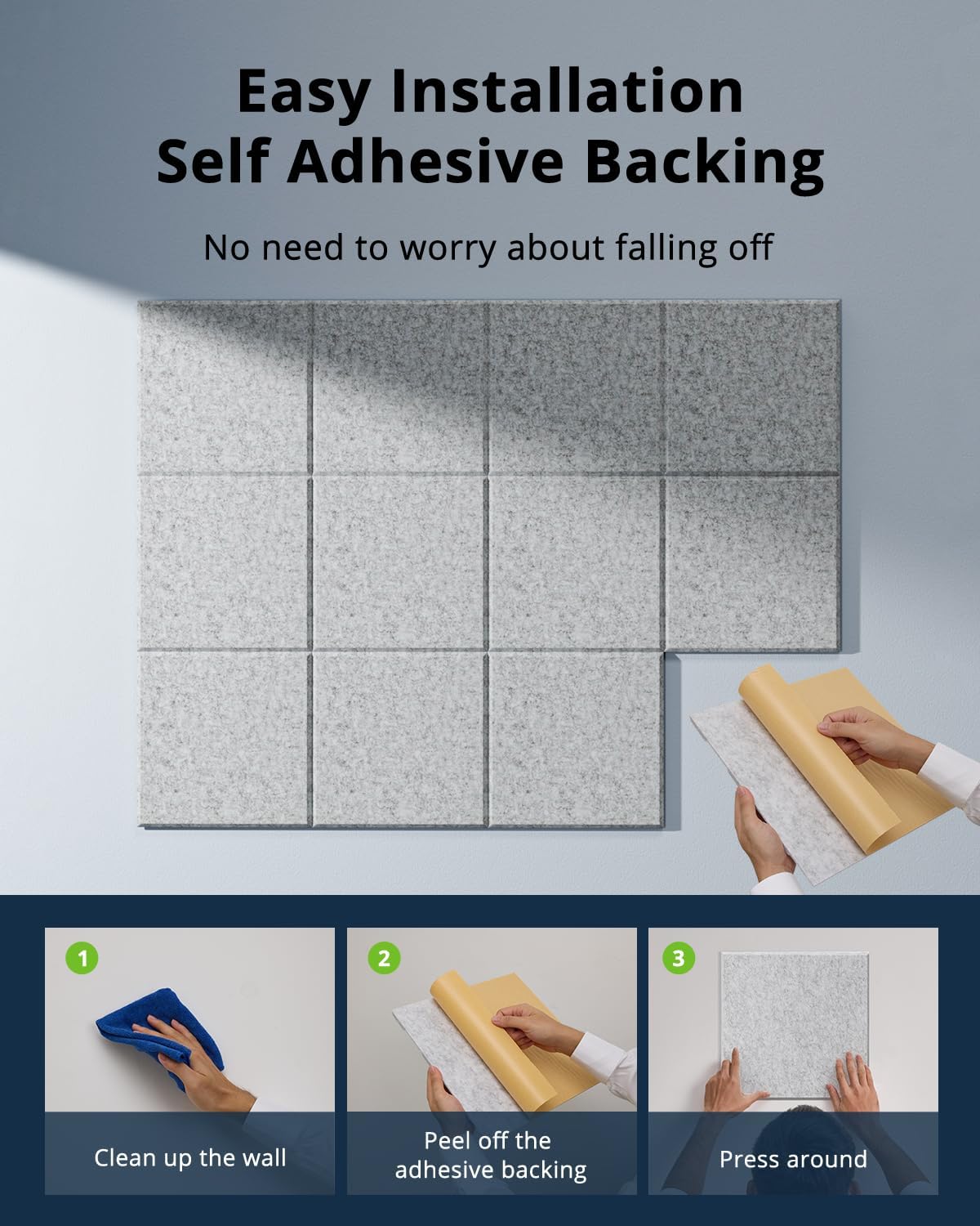 12 Pack Acoustic Panels Sound Absorbing 12"X12"X0.4" Self-adhesive Acoustic Panels High Density Sound Proof Panels for Walls, Door And Ceiling Gray
