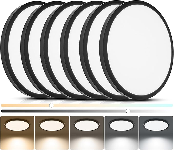 6 Pack 2640LM Dimmable LED Flush Mount Ceiling Light Fixtures, 5CCT (2700K-6500K) Selectable, 12 Inch 24W Slim Modern Ceiling Light for Bedroom Hallway Apartment Rental Units