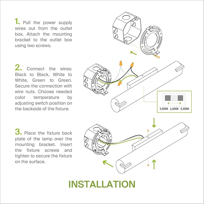 ASD LED 24" Vanity Wall Mount Light Fixture, Linear Bathroom Lighting Bar | 3CCT, Dimmable, Energy Star, ETL Listed | 25W 1950LM 3000-5000K 120V | Long Tube Bath Sconce Over Mirror | Nickel