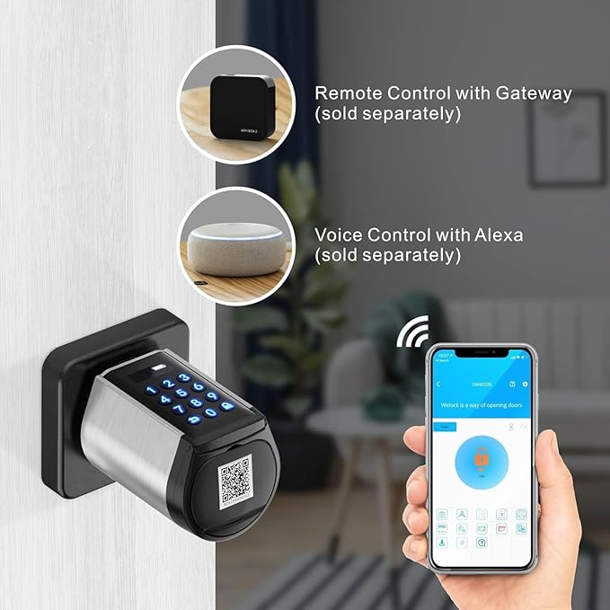 WELOCK Smart Deadbolt Lock, Keyless Entry Door Lock for Front Door, Security WiFi Deadbolt with Keypad, App Control, Anti-Peeking Password,Easy Installation for Bedroom,Home, Apartment,Hotel,Garage