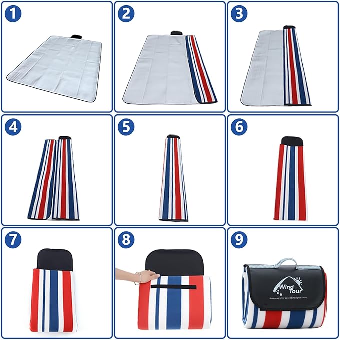 Wind Tour Family Outdoor Waterproof Durable Picnic Blankets with Carry Strap Foldable Sandproof Picnic Floor Mat for Kids Playground Camping Hiking Grass Travelling (1, Star -150 * 200cm)