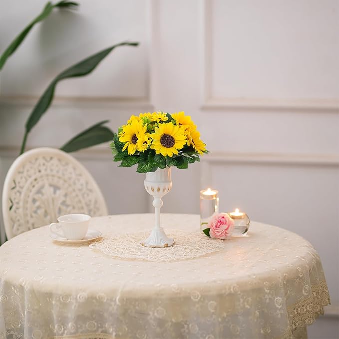 BLOSMON Sunflowers Artificial Flowers Centerpieces - 6 Pcs Fake Yellow Sunflower Flowers Ball Center Piece Decoration for Wedding Table Silk Kissing Floral Arrangements for Home Party Event DIY Decor