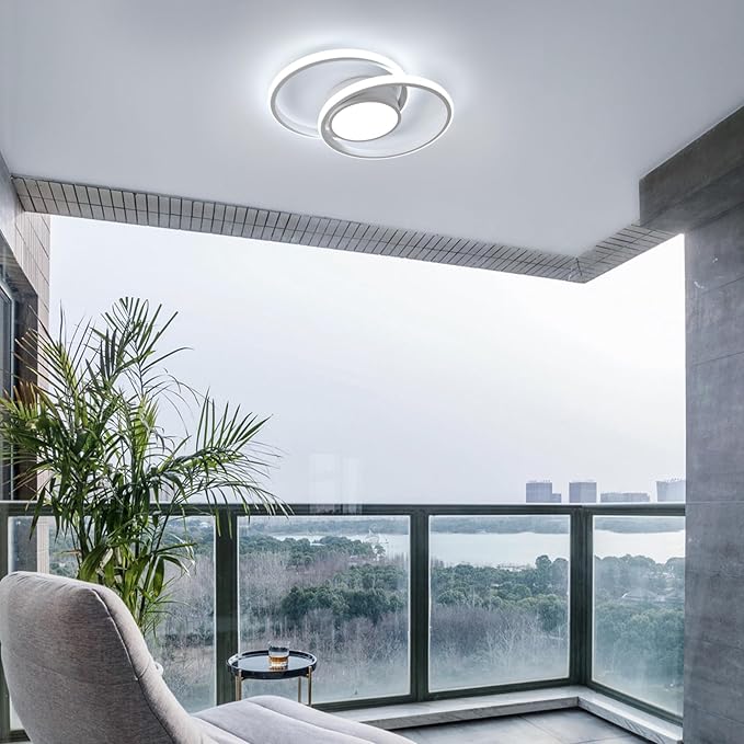 AUA LED Modern Ceiling Light, 39W 6500K Round Ceiling Lights Fixture, 15.7" for Hallway, Kitchen, Bedroom, Dining Room, Entryway, White