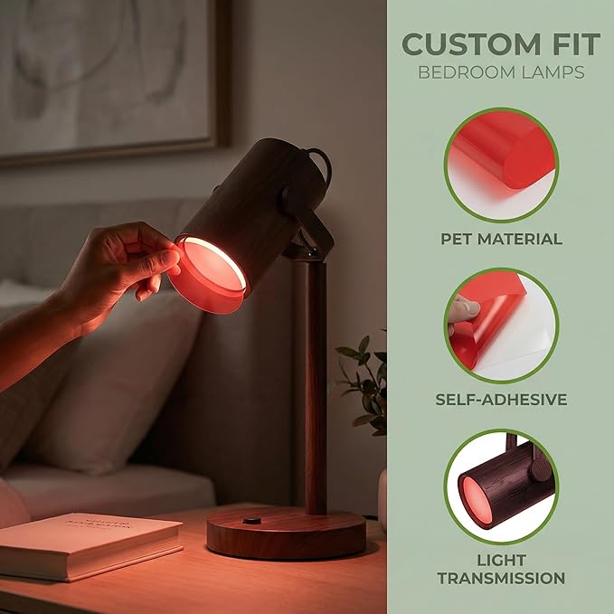 5pcs 10cm Dimming Diffuser Film Ambient Lighting Gel Warm Color Filters Round Light Diffuser Film Sheet for Led Ceiling Spotlight, Video Light, Red