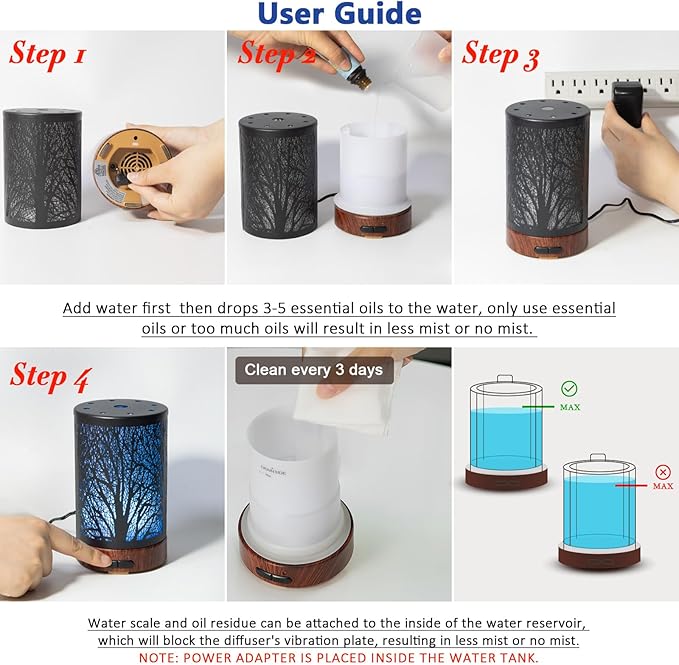 Oil Diffuser with Essential Oils Set – Aromatherapy Diffuser 150ml with 6 Essential Oils Set, Diffuser for Essential Oils, Auto Off Protection 7 Colors Night Light Gifts for Mom(Diffuser & Oils Set)
