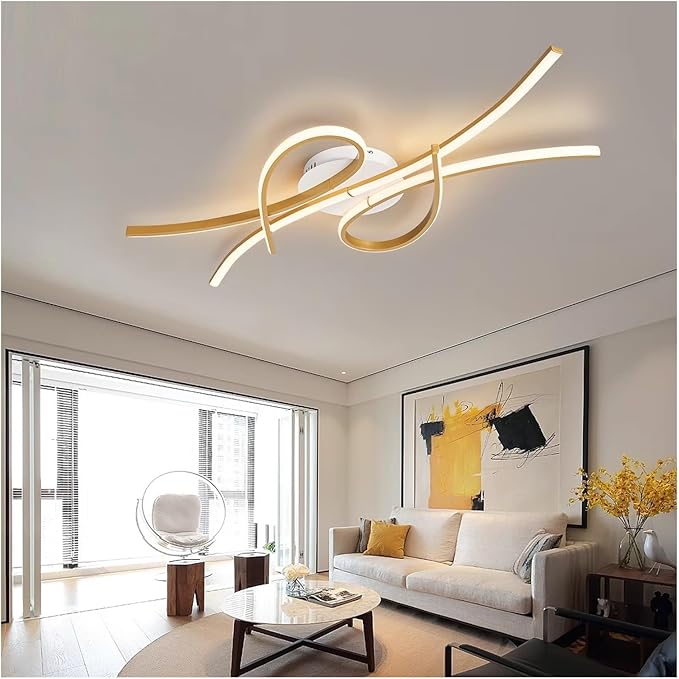 Smart Home Led Pendent Light Living Room Bedroom Study Room Hanging Light Black/Gold Art Decoration Chandelier,Modern Pendant Light